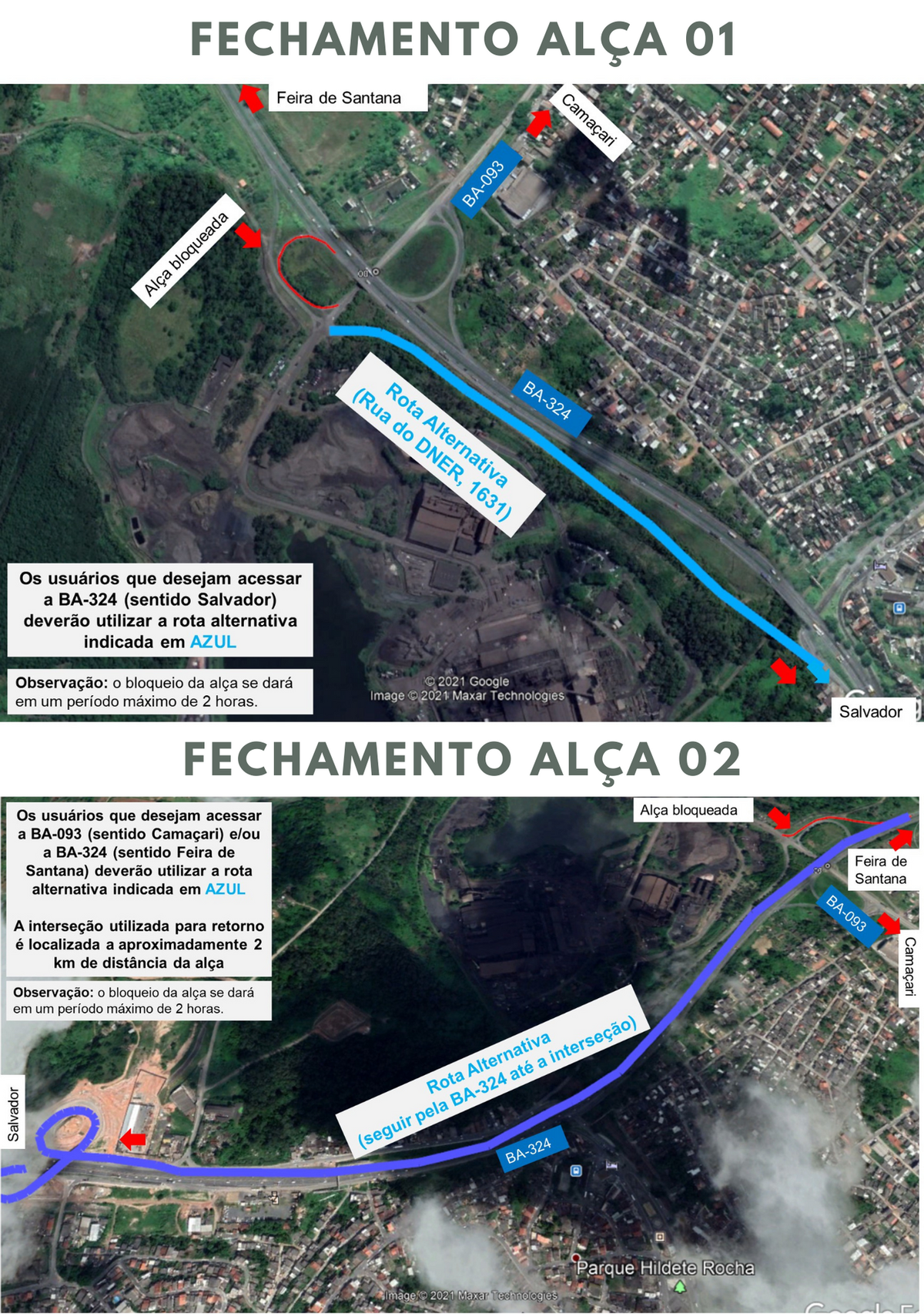 Bahia Norte realiza intervenções neste sábado em duas alças de ligação da BA-093 com a BR-324
