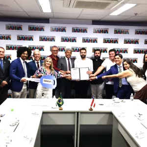 Ato de assinatura da ordem de serviço da Igreja de Catolés