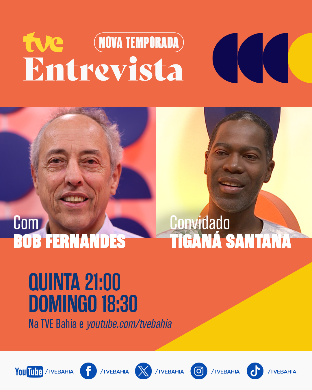 TVE Entrevista com Bob Fernandes recebe Tiganá Santana