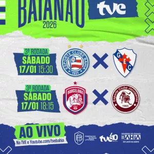 Dois jogos do Baianão neste sábado na TVE