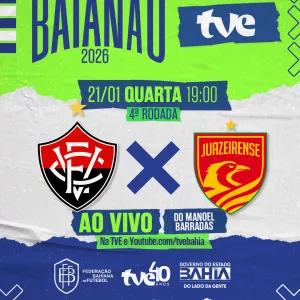 Vitória e Juazeirense nesta quarta-feira na TVE