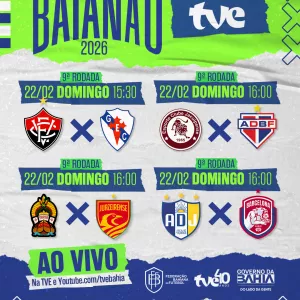 TVE exibe os quatro jogos decisivos da última rodada do Baianão