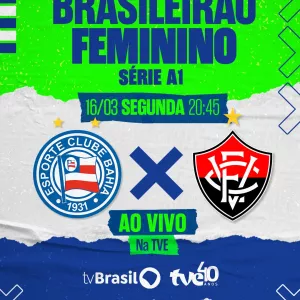 A TVE transmite ao vivo o jogo Bahia e Vitória pela terceira rodada do Campeonato Brasileiro Feminino