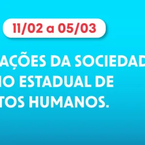 card colorido com dizeres "eleição de OSC para o Conselho de Proteção aos Direitos Humanos
