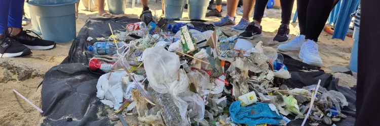Com apoio da Sema, mutirão de limpeza na Praia da Barra recolhe mais de 2 mil itens em 30 minutos