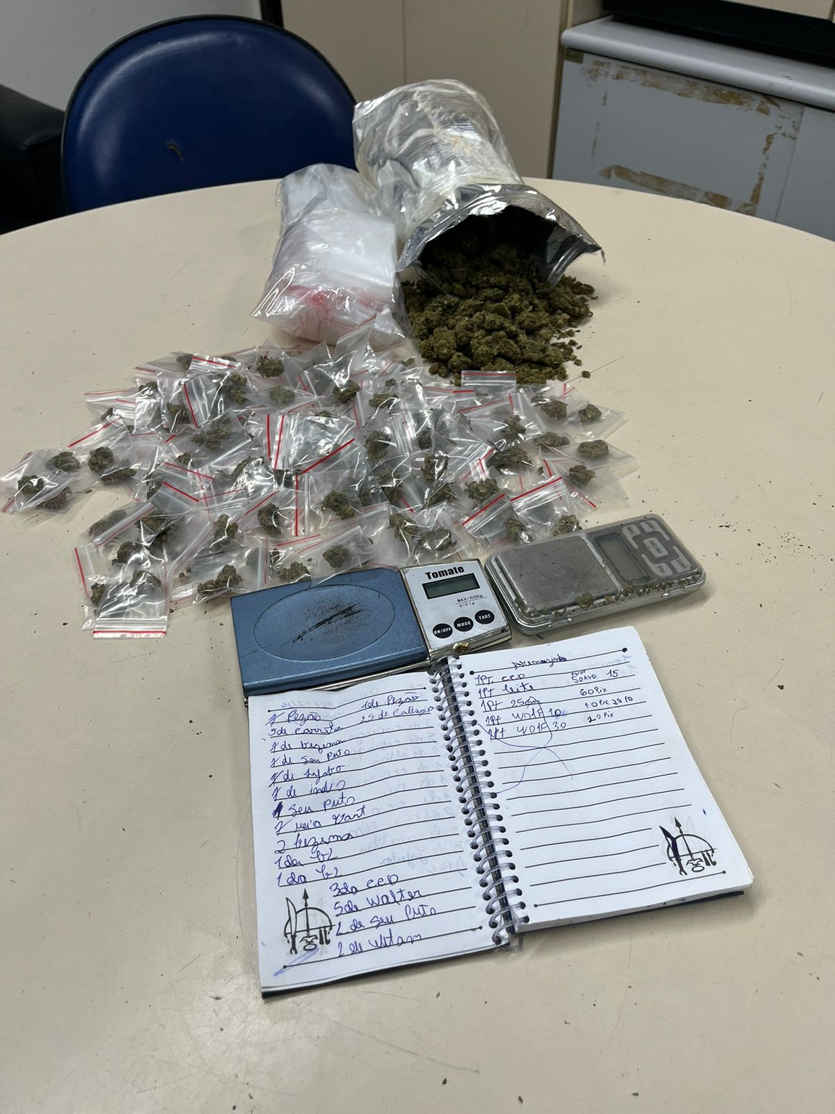 Material apreendido em delegacia