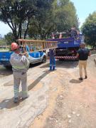 Durante as diligências, parte dos equipamentos foi localizada em um estabelecimento de sucata no bairro Moisés Reis