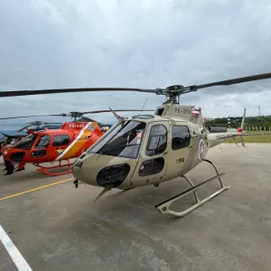 Secretário da Segurança e dirigentes da PM, PC e Bombeiros realizam inspeção técnica em novos helicópteros