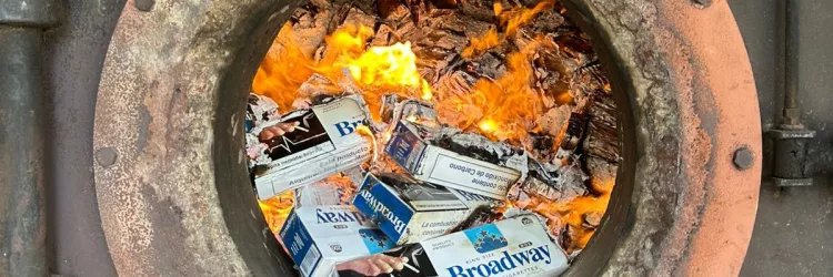 Mais de 65 mil maços de cigarros apreendidos são incinerados em Santo Antônio de Jesus