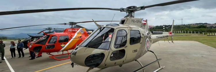 Secretário da Segurança e dirigentes da PM, PC e Bombeiros realizam inspeção técnica em novos helicópteros
