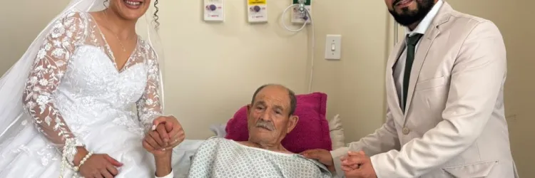No Hospital Regional da Chapada, noiva recebe bênção do avô internado antes do casamento