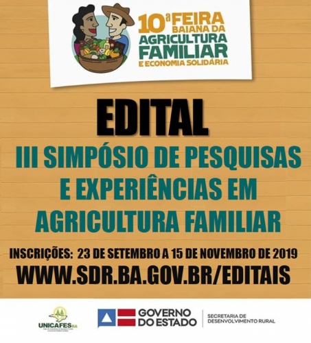 Estão abertas as inscrições de trabalhos para o III Simpósio de Pesquisas e Experiências em Agricultura Familiar