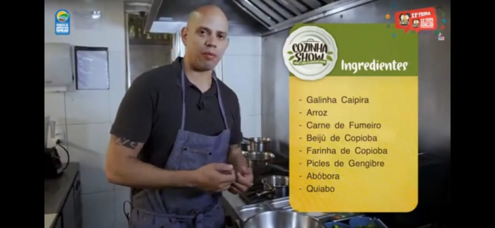Arroz de galinha caipira e fumeiro com farofa de beiju de copioba foi a atração da Cozinha Show &nbsp;
