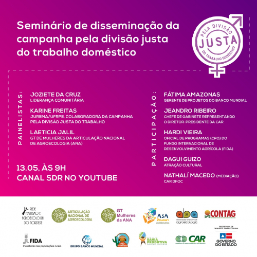 Seminário virtual vai abordar Divisão Justa do Trabalho Doméstico no próximo dia 13 