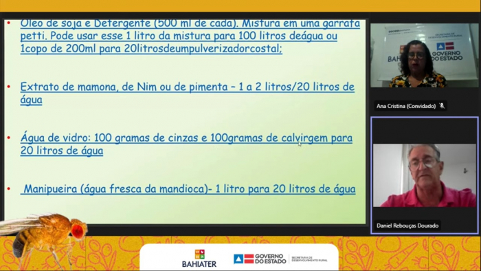 Tecnologias para realizar o controle agroecológico das moscas-das frutas são apresentadas em encontro de formação da Bahiater