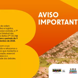 Adiado: 7ª Conferência Estadual das Cidades da Bahia