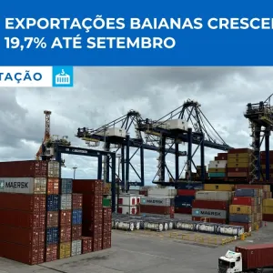 Exportações baianas crescem 19,7% até setembro