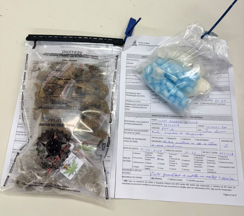 PM prende homem por tráfico de drogas no Engenho Velho de Brotas