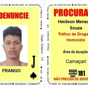 Carta do baralho do crime da SSP