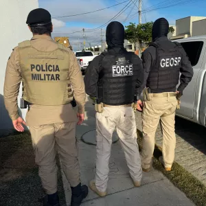 Autoridades posam durante operação