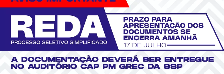 Candidatos aprovados no REDA da SSP têm até esta quinta-feira para apresentar documentação
