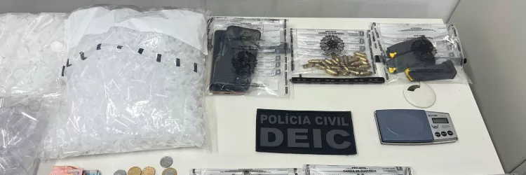 Suspeito é preso por tráfico de drogas e porte ilegal de acessório e munição de uso restrito no Garcia