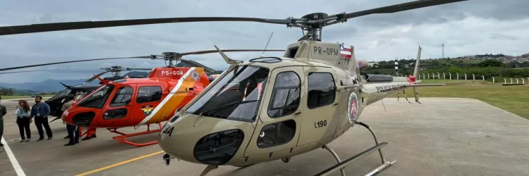 Secretário da Segurança e dirigentes da PM, PC e Bombeiros realizam inspeção técnica em novos helicópteros