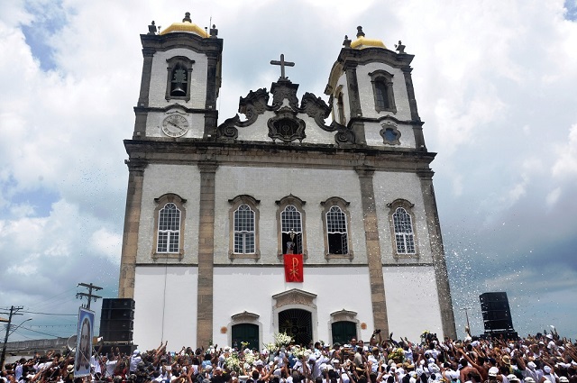 O estande da Bahiatursa tem a Igreja do Senhor do Bonfim como tema Foto: Rita Barreto/ Bahiatursa