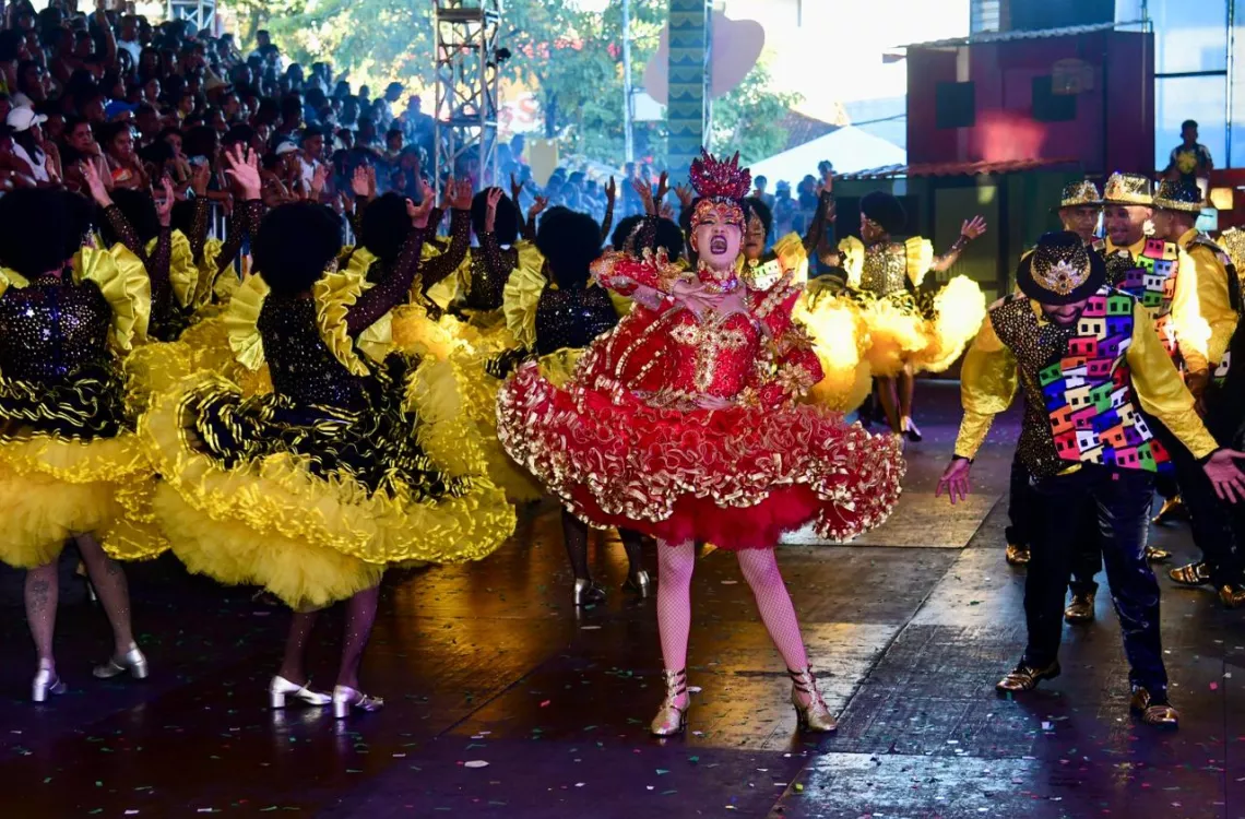 A noite foi marcada por enredos inspirados na cultura nordestina, figurinos elaborados e grandes estruturas cenográficas, que animaram as arquibancadas lotadas durante o encerramento da competição.