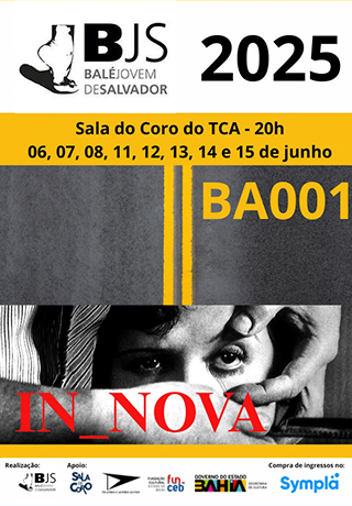 Imagem é um card nas cores amarela e trazem uma foto em preto e branco enquadrada nos olhos de uma pessoa. Na imagem também está escrito "BA001" e "IN_NOVA" nas cores amarela e vermelha.