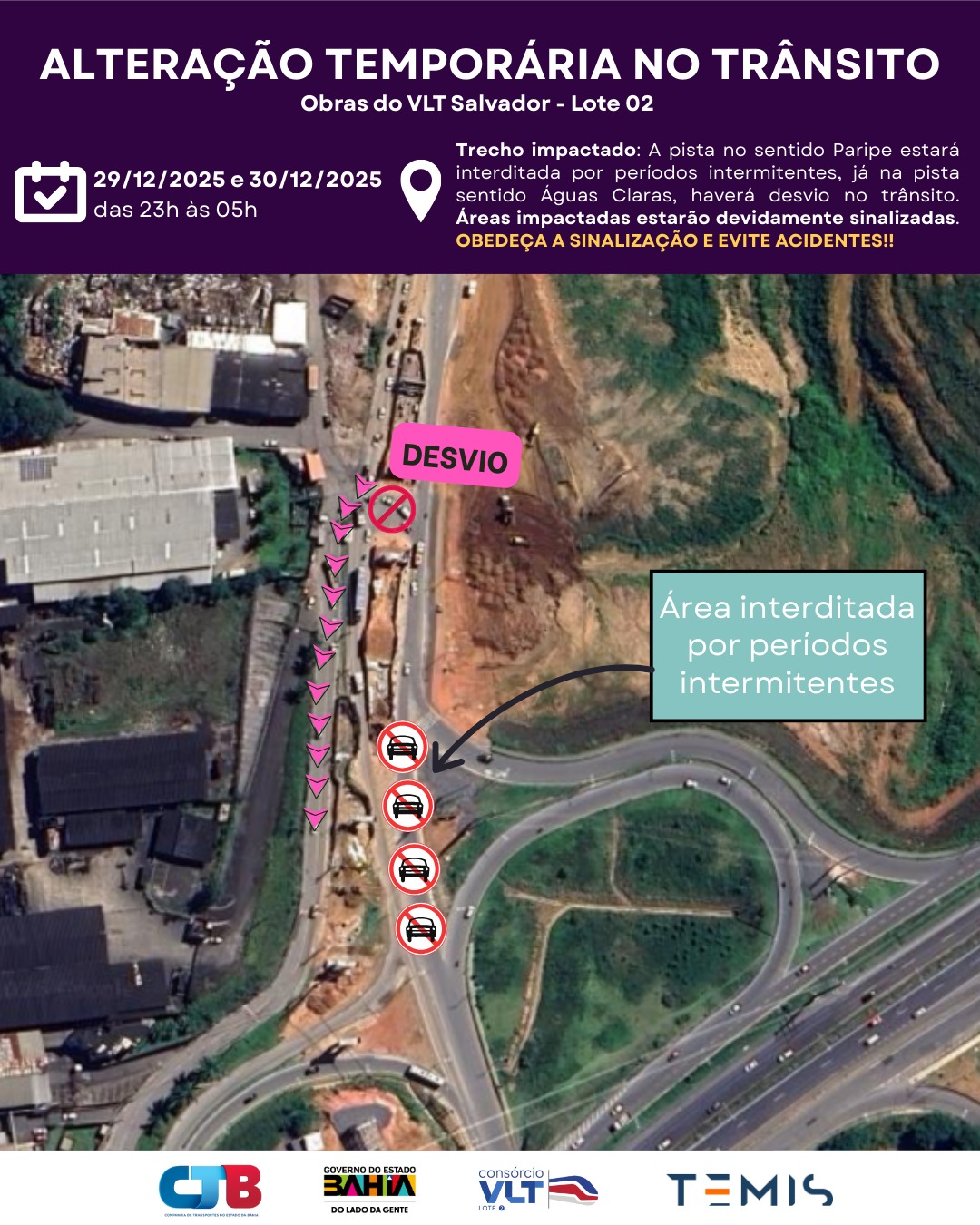 Obras do VLT seguem em avanço com ajustes temporários no tráfego da Estrada do Derba