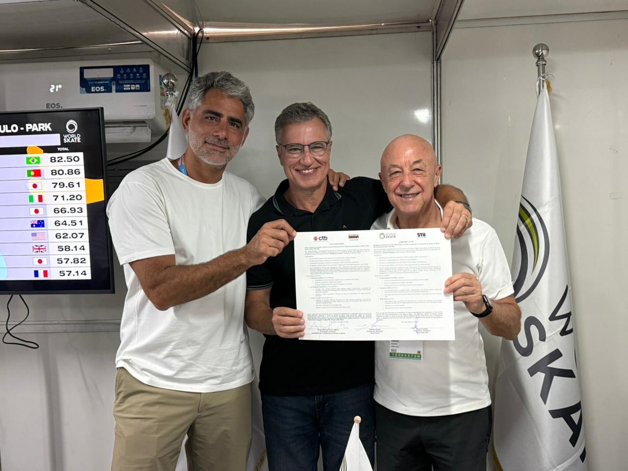 CTB, World Skate e STU assinaram hoje carta de compromisso para implantação do Skatepark do Subúrbio