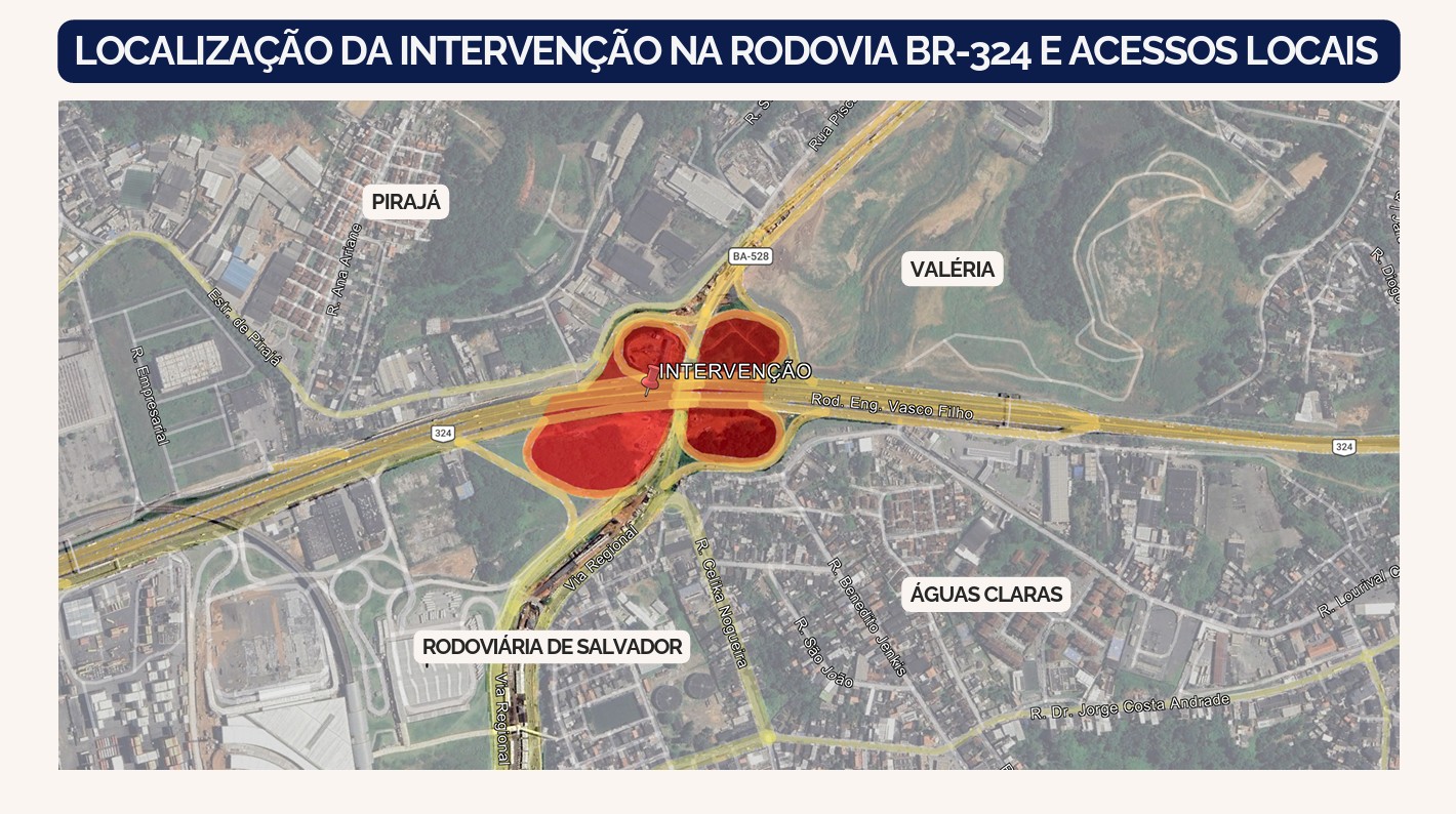 Obras do VLT avançam e alteram tráfego na BR-324 para lançamento de vigas