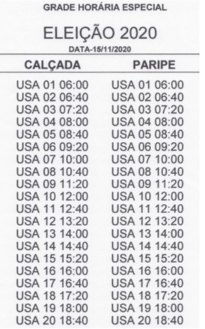 Grade Horária Especial