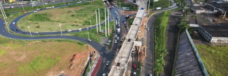 Obras do VLT avançam e alteram tráfego na BR-324 para lançamento de vigas